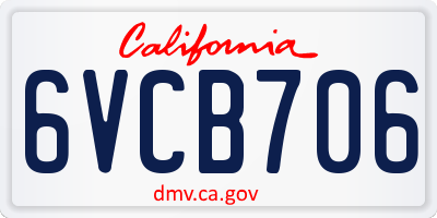 CA license plate 6VCB706