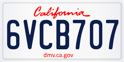 CA license plate 6VCB707