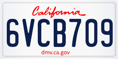 CA license plate 6VCB709
