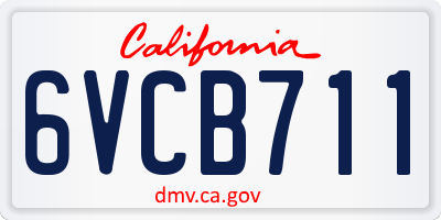 CA license plate 6VCB711