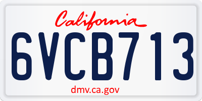CA license plate 6VCB713