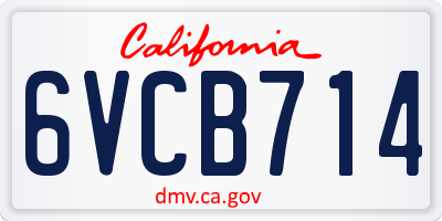 CA license plate 6VCB714