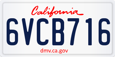 CA license plate 6VCB716
