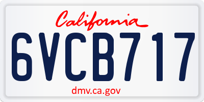 CA license plate 6VCB717