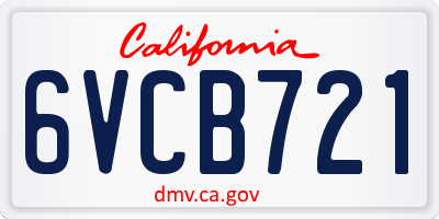 CA license plate 6VCB721