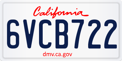 CA license plate 6VCB722