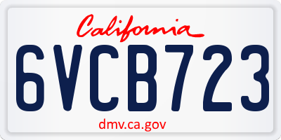 CA license plate 6VCB723