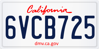 CA license plate 6VCB725