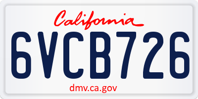 CA license plate 6VCB726