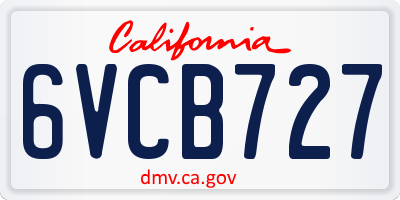 CA license plate 6VCB727