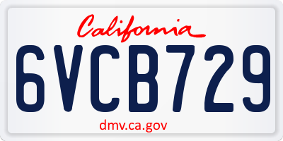 CA license plate 6VCB729