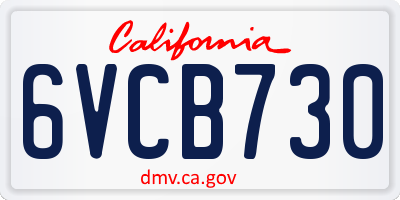 CA license plate 6VCB730
