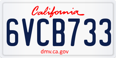 CA license plate 6VCB733