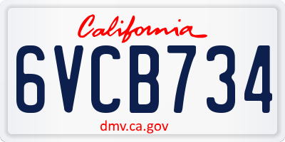 CA license plate 6VCB734