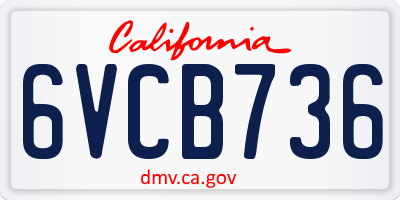 CA license plate 6VCB736