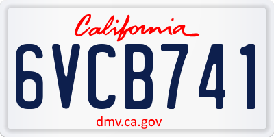 CA license plate 6VCB741