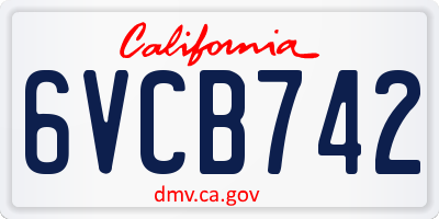 CA license plate 6VCB742