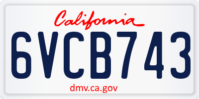 CA license plate 6VCB743