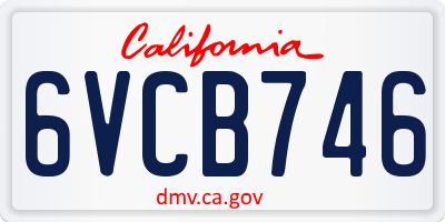 CA license plate 6VCB746