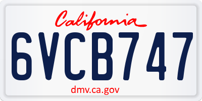 CA license plate 6VCB747
