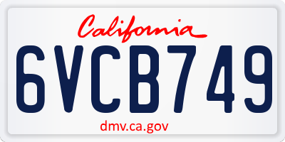 CA license plate 6VCB749