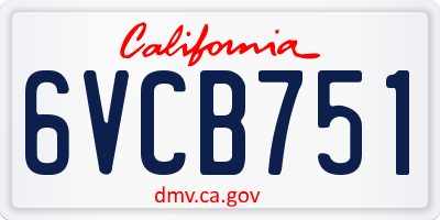 CA license plate 6VCB751