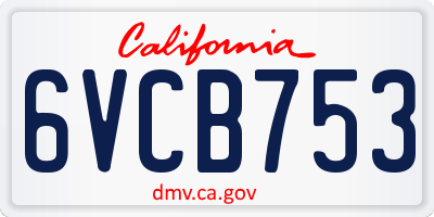CA license plate 6VCB753