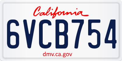 CA license plate 6VCB754