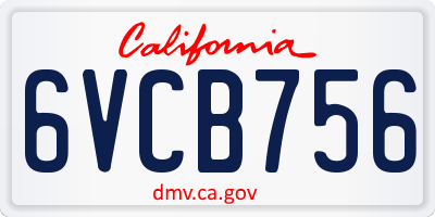 CA license plate 6VCB756