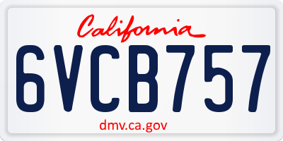 CA license plate 6VCB757