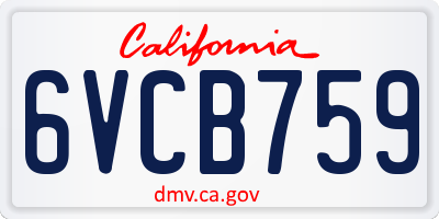 CA license plate 6VCB759