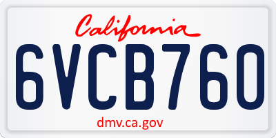 CA license plate 6VCB760