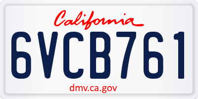 CA license plate 6VCB761