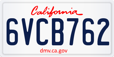 CA license plate 6VCB762