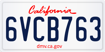 CA license plate 6VCB763