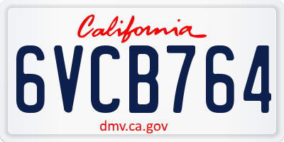 CA license plate 6VCB764