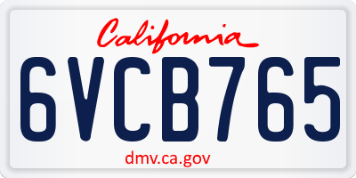 CA license plate 6VCB765