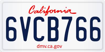 CA license plate 6VCB766