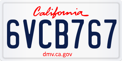 CA license plate 6VCB767