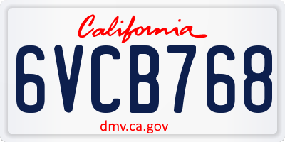 CA license plate 6VCB768