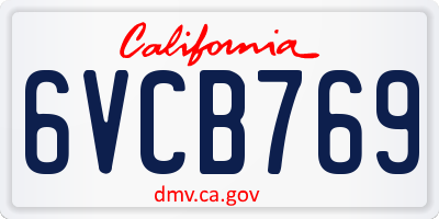 CA license plate 6VCB769