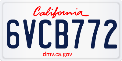 CA license plate 6VCB772