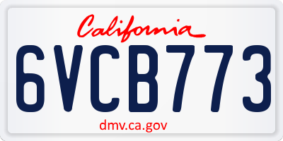 CA license plate 6VCB773