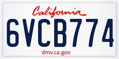 CA license plate 6VCB774