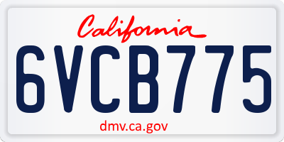 CA license plate 6VCB775