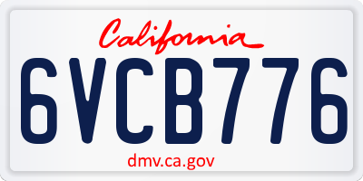 CA license plate 6VCB776