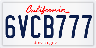CA license plate 6VCB777