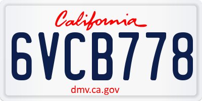 CA license plate 6VCB778