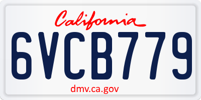 CA license plate 6VCB779