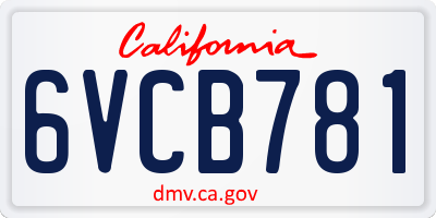 CA license plate 6VCB781